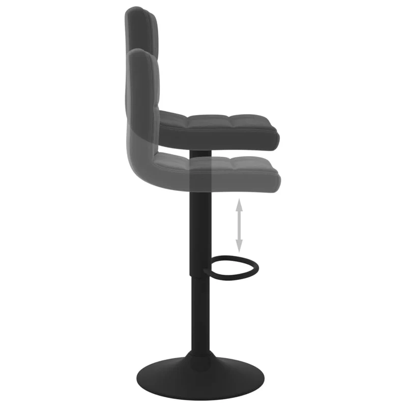 Lot de 2 tabourets de bar chaises hautes avec dossier siège en velours gris cadre en métal noir DEC029832