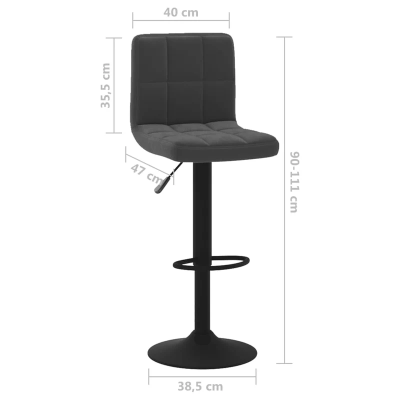 Lot de 2 tabourets de bar chaises hautes avec dossier siège en velours gris cadre en métal noir DEC029832
