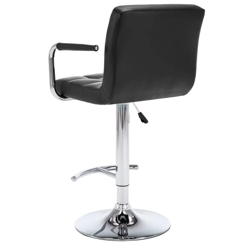 Lot de 2 tabourets de bar chaises hautes avec dossier et accoudoirs en PVC noir et acier DEC029808