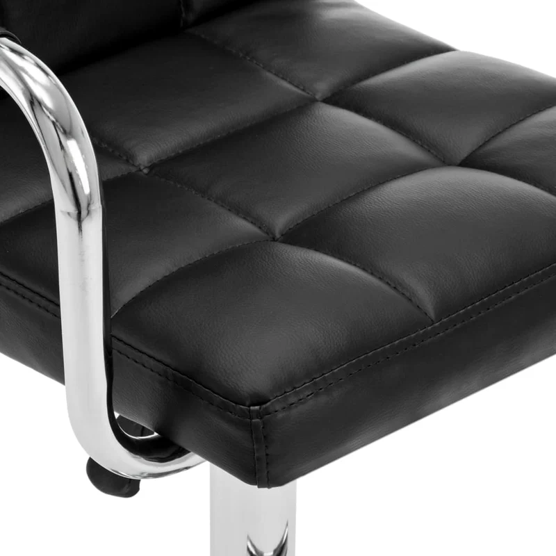 Lot de 2 tabourets de bar chaises hautes avec dossier et accoudoirs en PVC noir et acier DEC029808