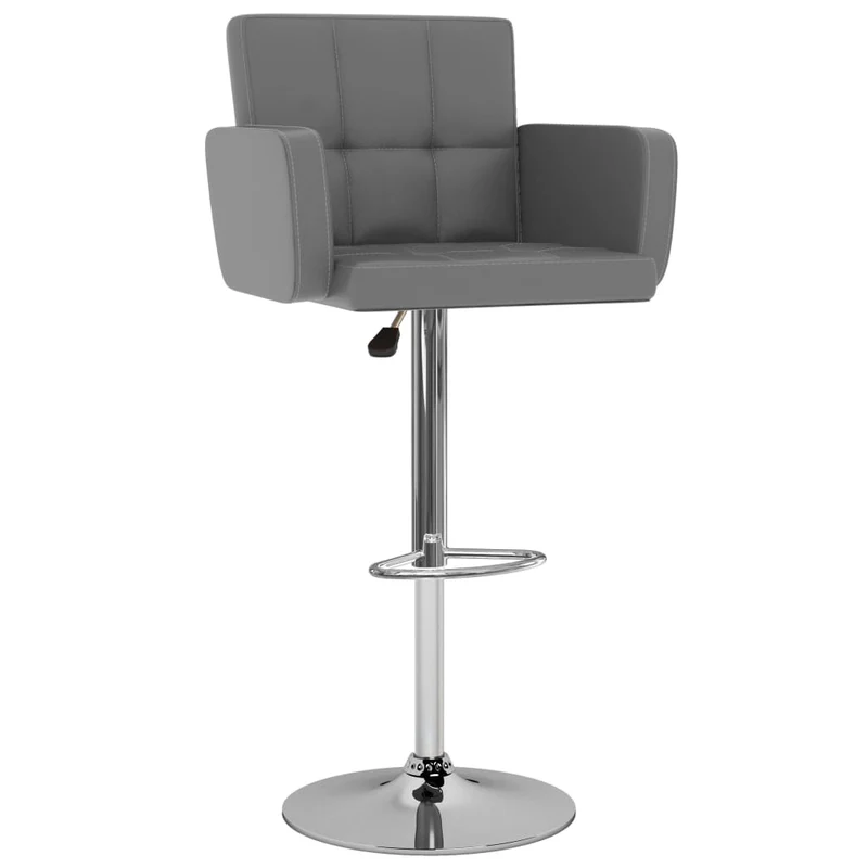 Lot de 2 tabourets de bar chaises hautes avec dossiers et accoudoirs en PVC gris DEC029734