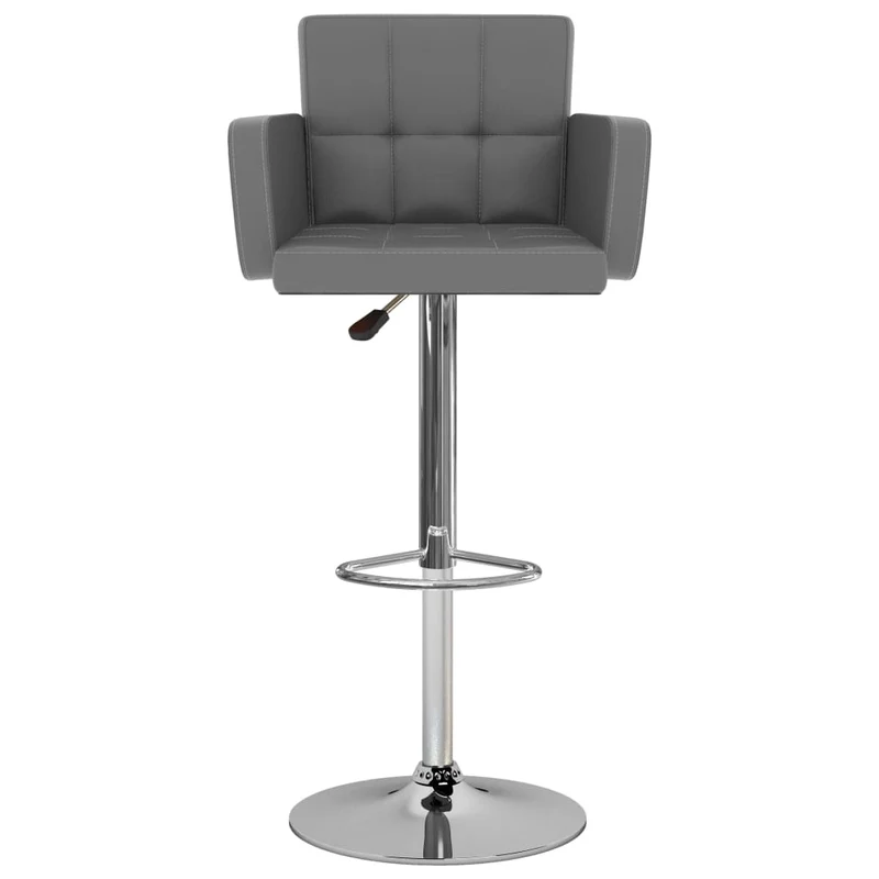 Lot de 2 tabourets de bar chaises hautes avec dossiers et accoudoirs en PVC gris DEC029734