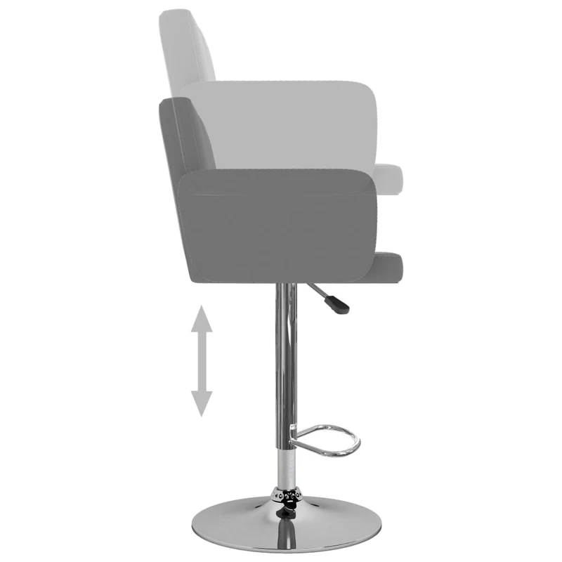 Lot de 2 tabourets de bar chaises hautes avec dossiers et accoudoirs en PVC gris DEC029734