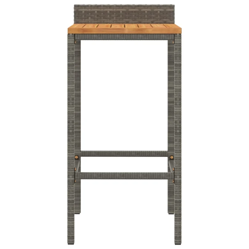 Lot de 2 tabourets de bar chaises hautes pour extérieur ou intérieur en résine tressée gris et bois d'acacia gris DEC029729