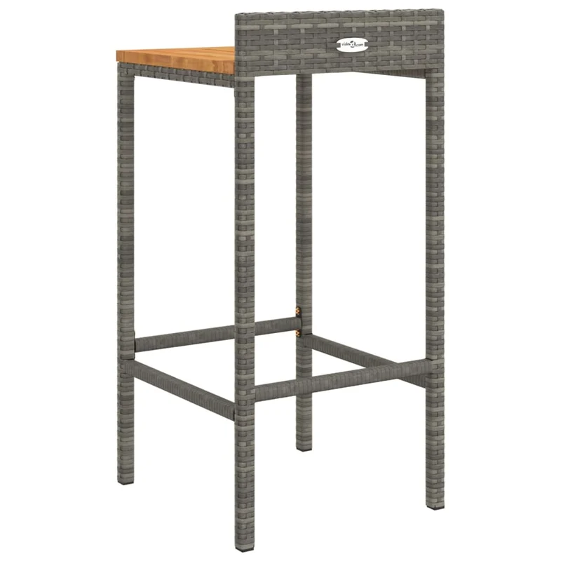Lot de 2 tabourets de bar chaises hautes pour extérieur ou intérieur en résine tressée gris et bois d'acacia gris DEC029729