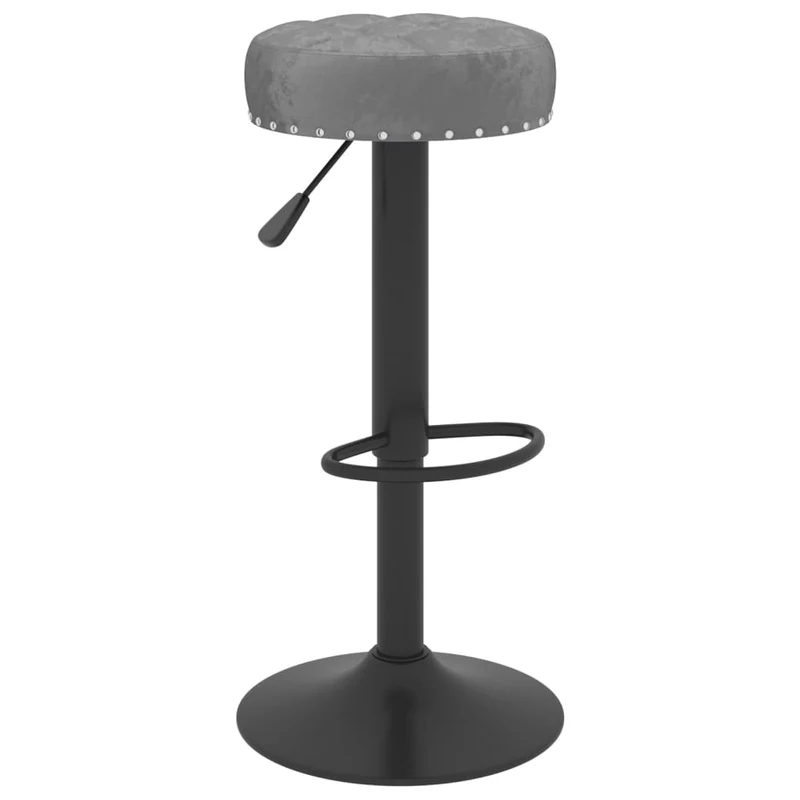 Lot de 2 tabourets de bar chaises hautes en velours gris foncé avec boutons décoratifs et acier noir DEC029721
