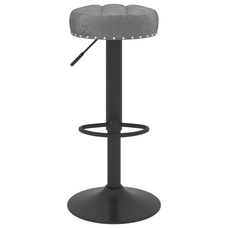 Lot de 2 tabourets de bar chaises hautes en velours gris foncé avec boutons décoratifs et acier noir DEC029721