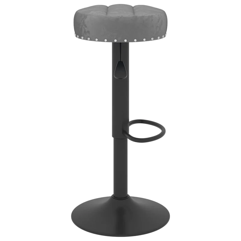 Lot de 2 tabourets de bar chaises hautes en velours gris foncé avec boutons décoratifs et acier noir DEC029721