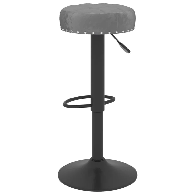 Lot de 2 tabourets de bar chaises hautes en velours gris foncé avec boutons décoratifs et acier noir DEC029721