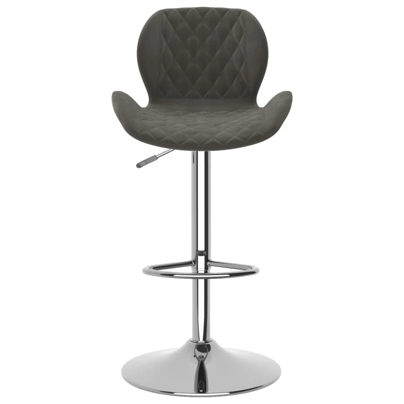 Lot de 2 tabourets de bar chaises hautes coutures losange en velours gris foncé et acier DEC029716