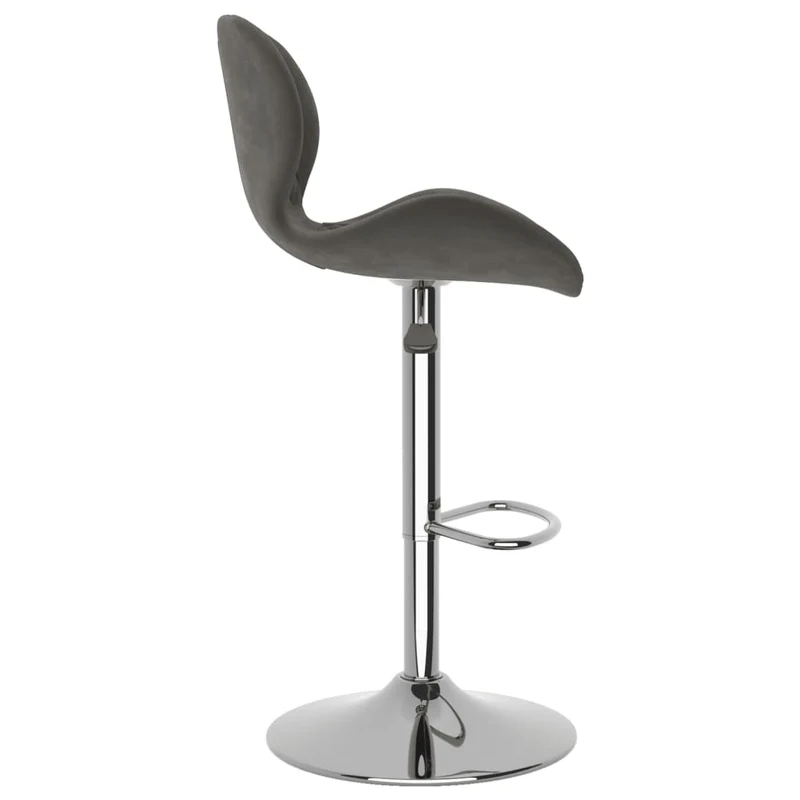 Lot de 2 tabourets de bar chaises hautes coutures losange en velours gris foncé et acier DEC029716