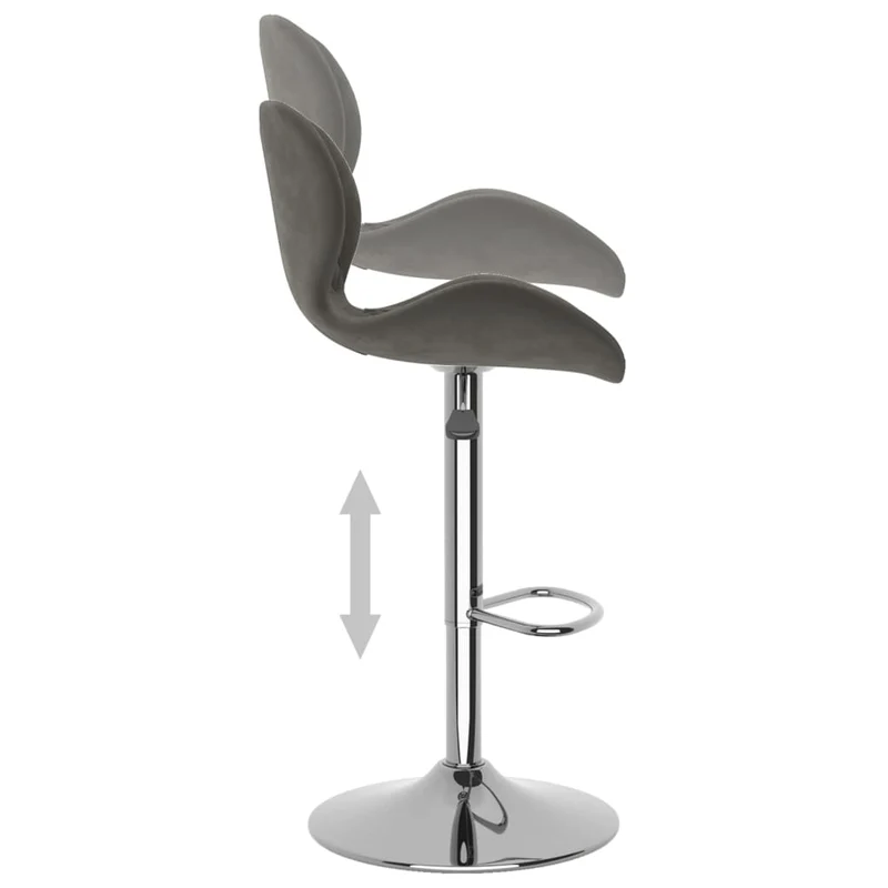 Lot de 2 tabourets de bar chaises hautes coutures losange en velours gris foncé et acier DEC029716