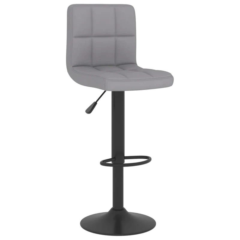 Lot de 2 tabourets de bar chaises hautes en tissu gris clair coutures carrées et acier noir DEC029682