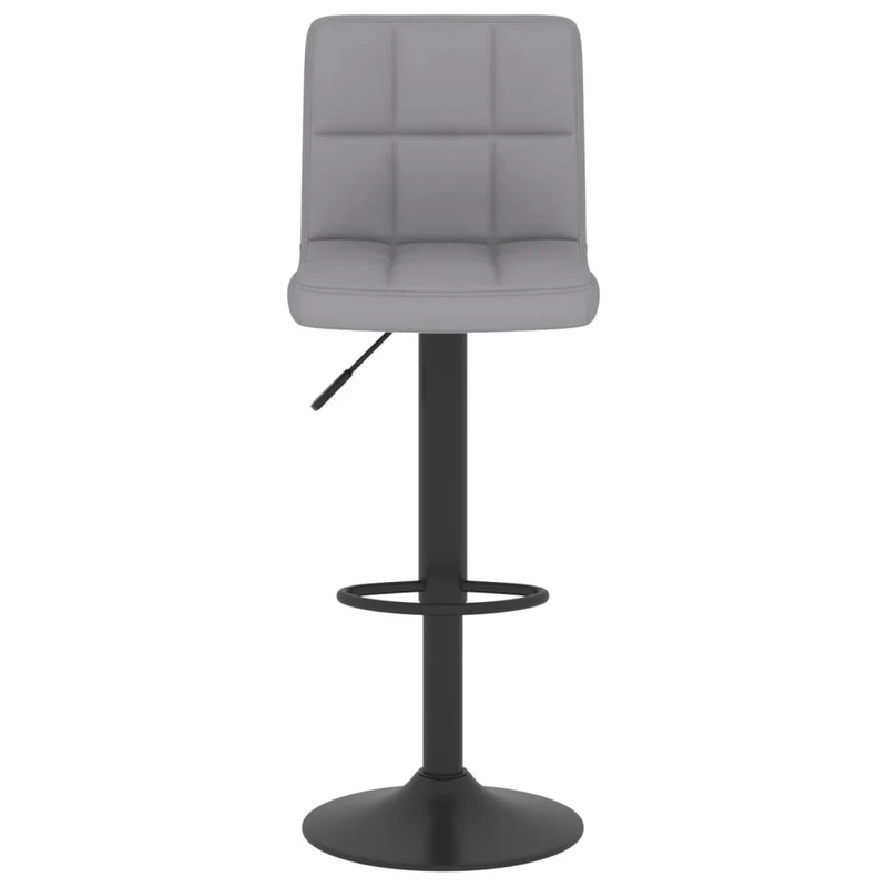 Lot de 2 tabourets de bar chaises hautes en tissu gris clair coutures carrées et acier noir DEC029682