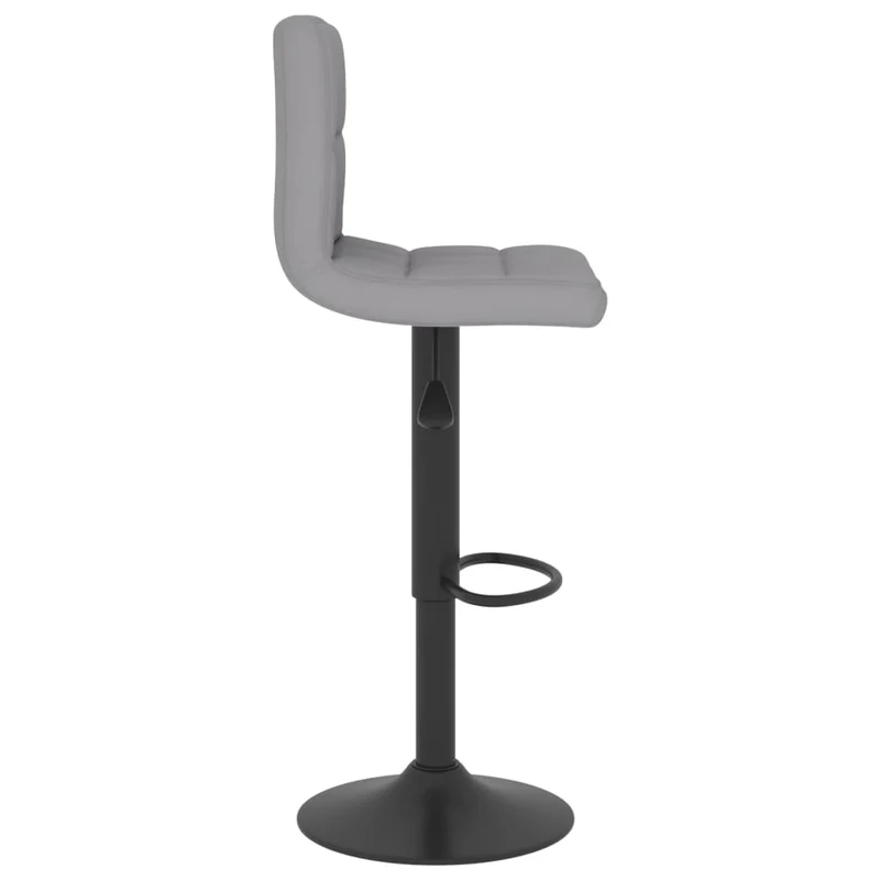 Lot de 2 tabourets de bar chaises hautes en tissu gris clair coutures carrées et acier noir DEC029682