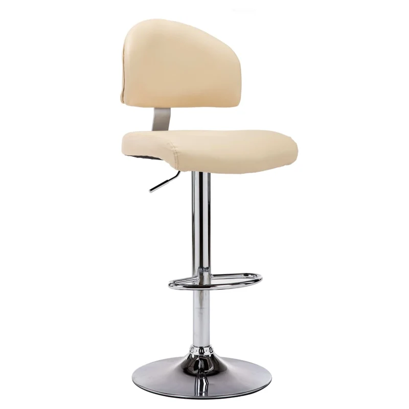 Lot de 2 tabourets de bar chaises hautes avec dossiers en PVC crème et acier DEC029656