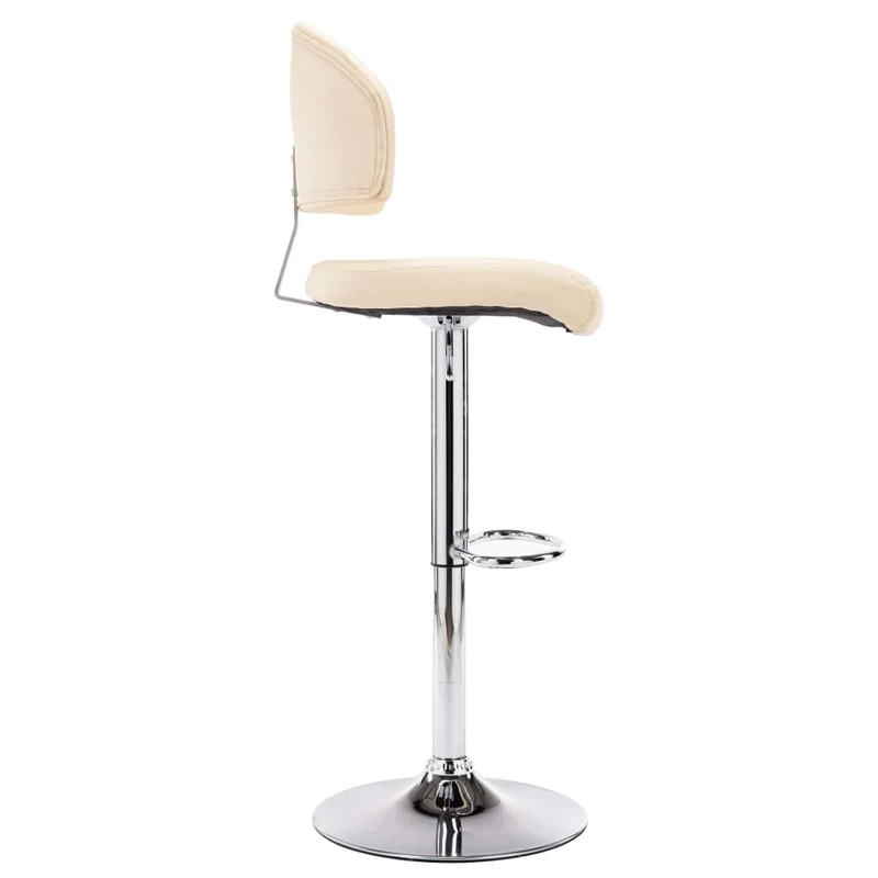 Lot de 2 tabourets de bar chaises hautes avec dossiers en PVC crème et acier DEC029656