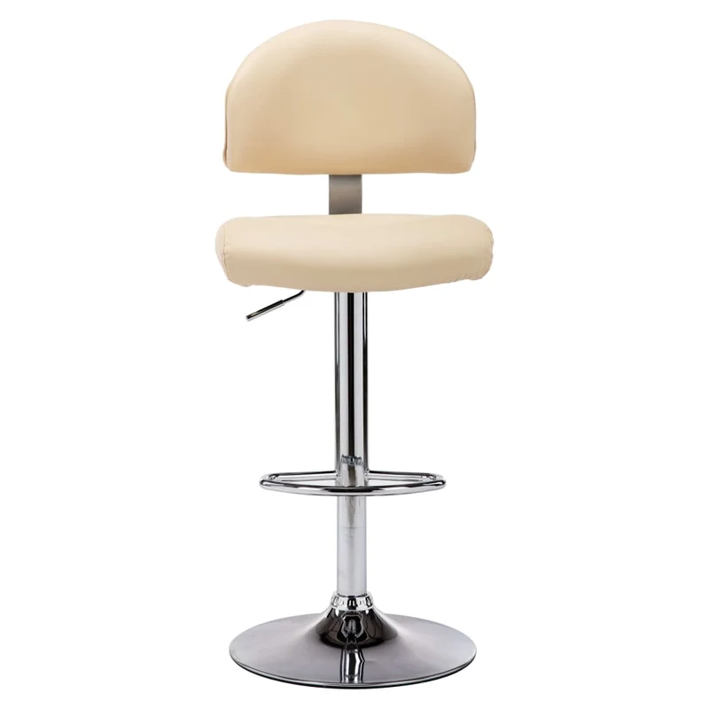Lot de 2 tabourets de bar chaises hautes avec dossiers en PVC crème et acier DEC029656