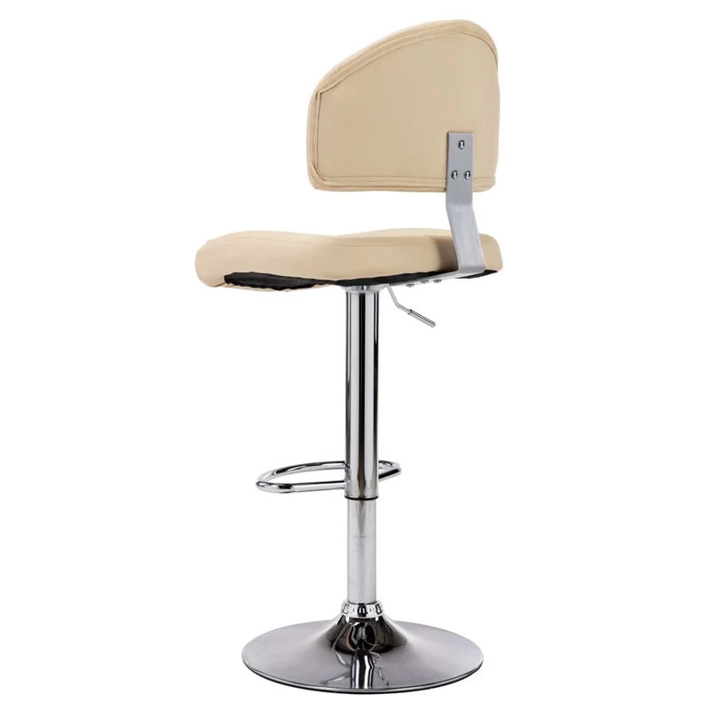 Lot de 2 tabourets de bar chaises hautes avec dossiers en PVC crème et acier DEC029656