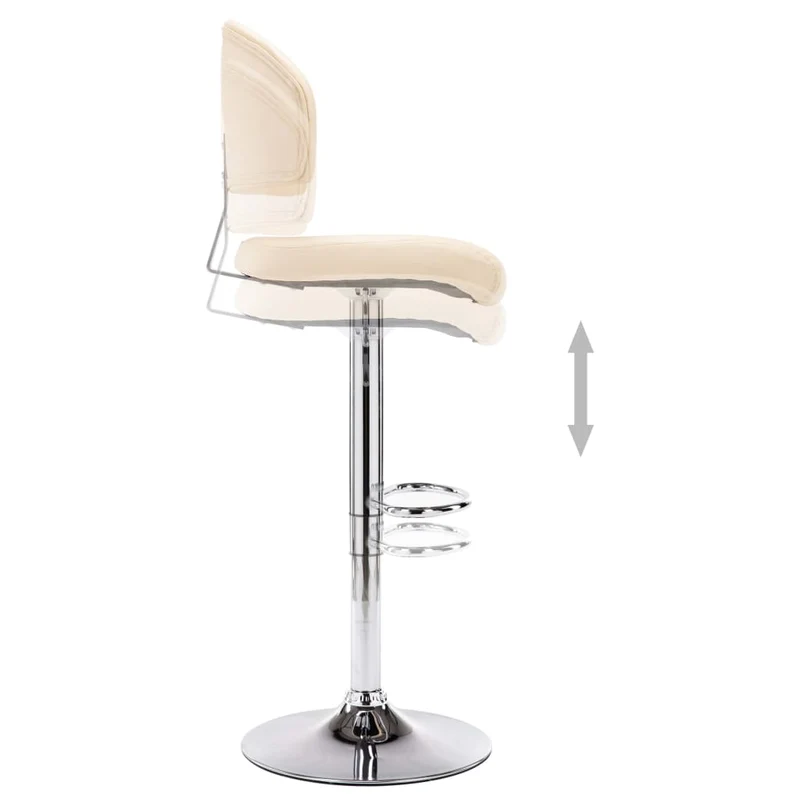 Lot de 2 tabourets de bar chaises hautes avec dossiers en PVC crème et acier DEC029656