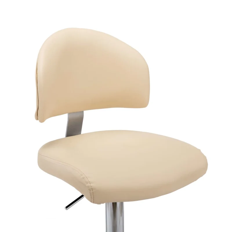 Lot de 2 tabourets de bar chaises hautes avec dossiers en PVC crème et acier DEC029656