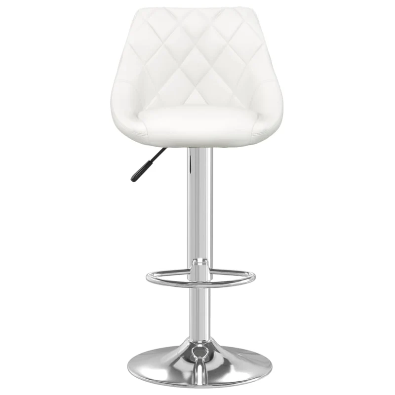 Lot de 2 tabourets de bar chaises hautes avec coutures losange siège en PVC blanc cadre en acier DEC029618