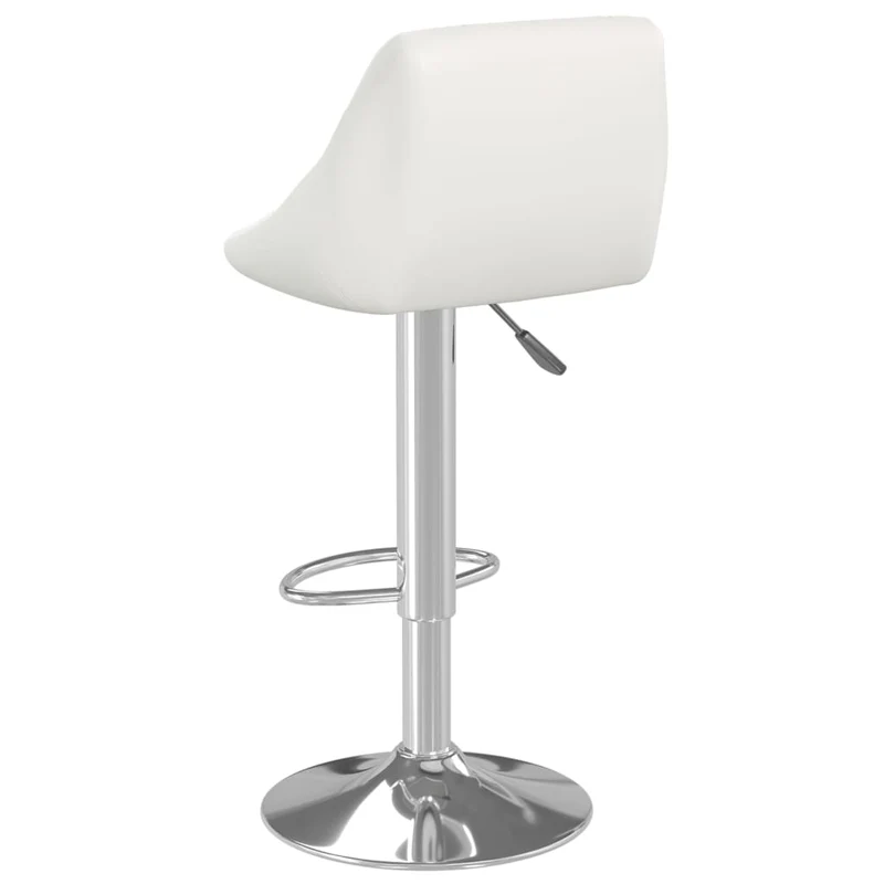 Lot de 2 tabourets de bar chaises hautes avec coutures losange siège en PVC blanc cadre en acier DEC029618