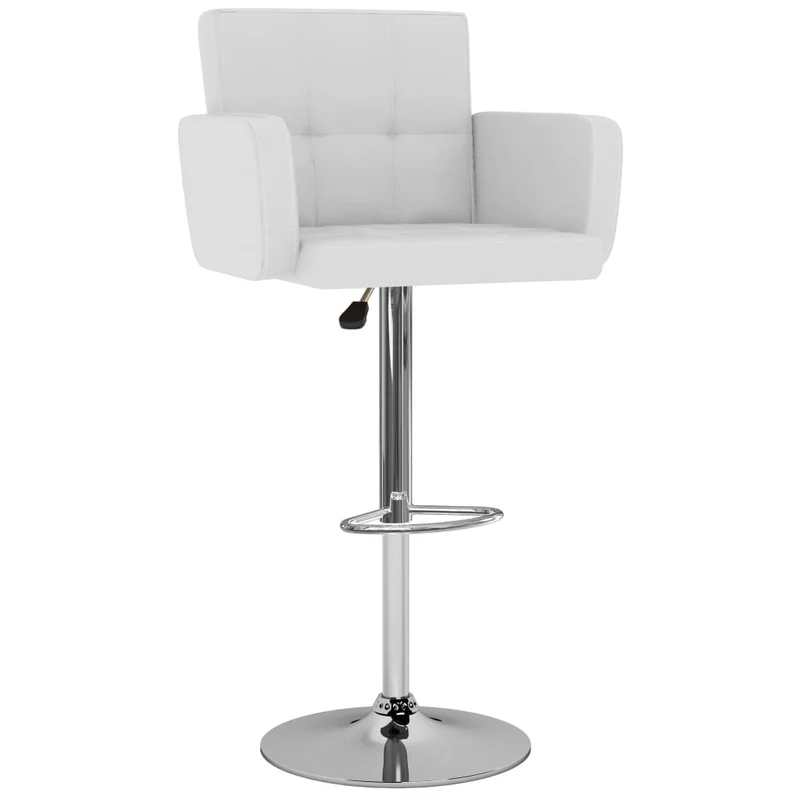 Lot de 2 tabourets de bar chaises hautes avec dossiers et accoudoirs en PVC blanc et acier DEC029614