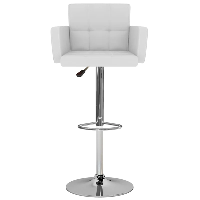 Lot de 2 tabourets de bar chaises hautes avec dossiers et accoudoirs en PVC blanc et acier DEC029614