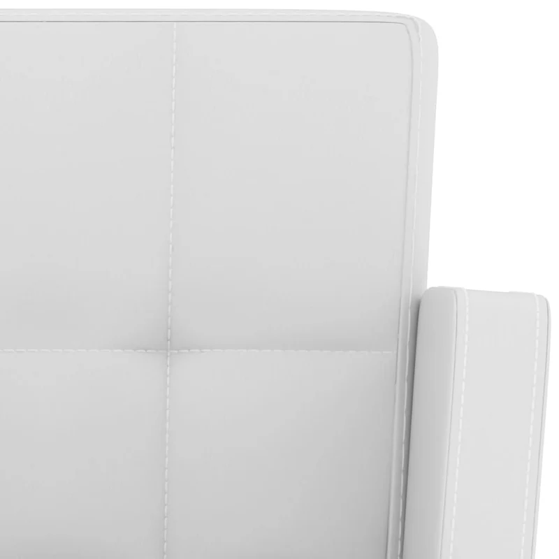 Lot de 2 tabourets de bar chaises hautes avec dossiers et accoudoirs en PVC blanc et acier DEC029614
