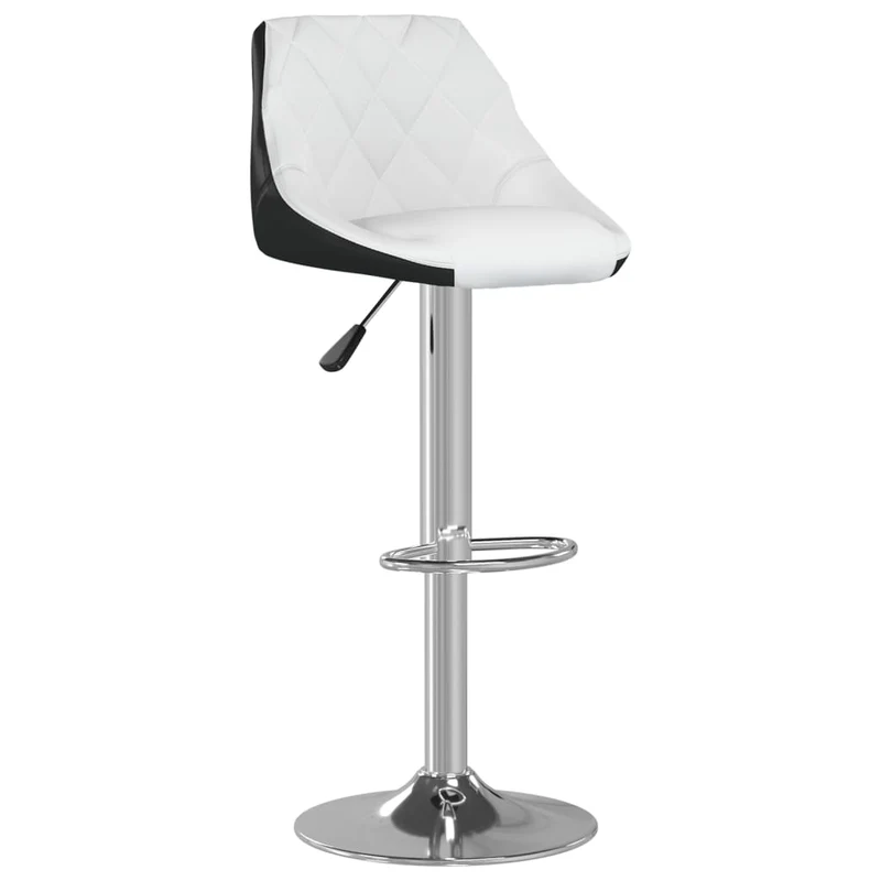 Lot de 2 tabourets de bar chaises hautes hauteur réglable en PVC blanc et noir et acier DEC029610