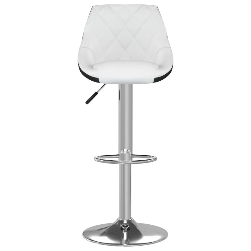 Lot de 2 tabourets de bar chaises hautes hauteur réglable en PVC blanc et noir et acier DEC029610