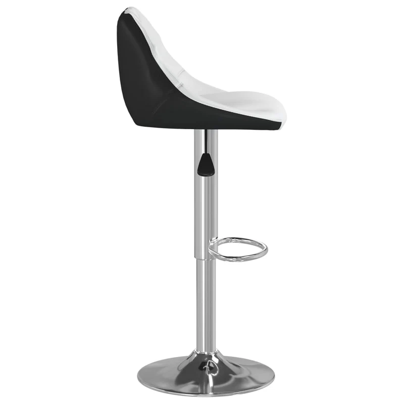 Lot de 2 tabourets de bar chaises hautes hauteur réglable en PVC blanc et noir et acier DEC029610