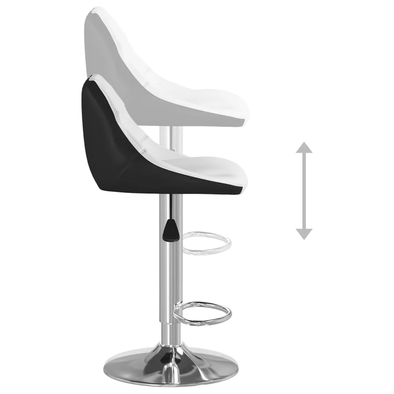Lot de 2 tabourets de bar chaises hautes hauteur réglable en PVC blanc et noir et acier DEC029610