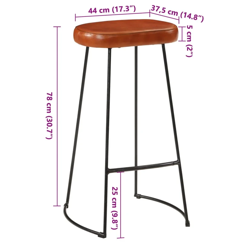 Lot de 2 tabourets de bar chaises hautes 44 x 37,5 x 78 cm cadre en métal et siège en PVC DEC029590