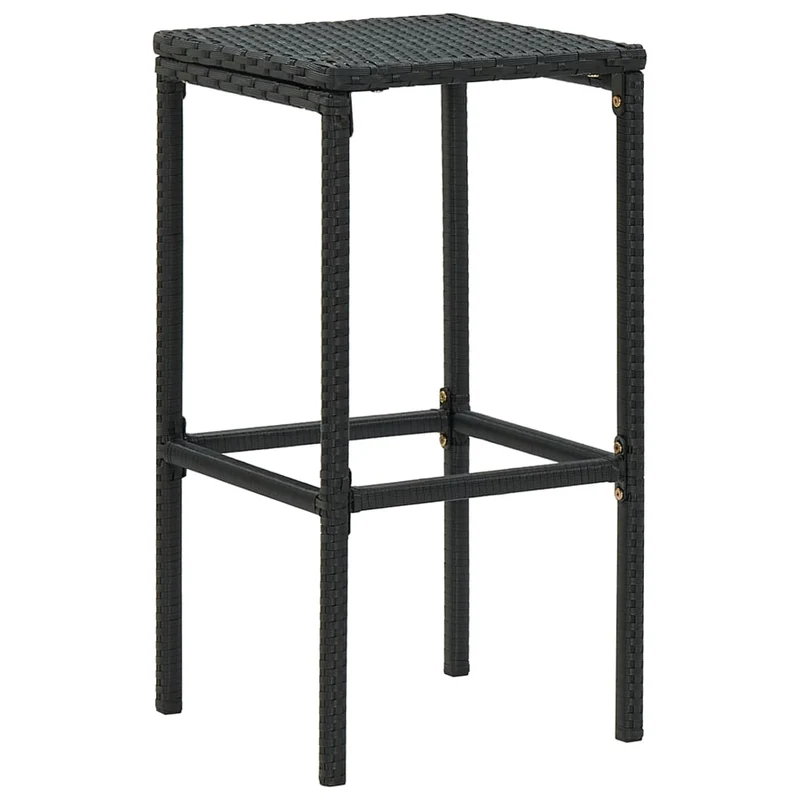 Lot de 6 tabourets de bar avec coussins crème et résine tressée noir DEC029586