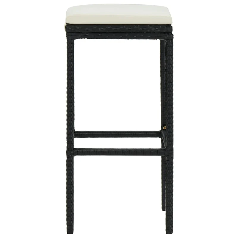 Lot de 6 tabourets de bar avec coussins crème et résine tressée noir DEC029586