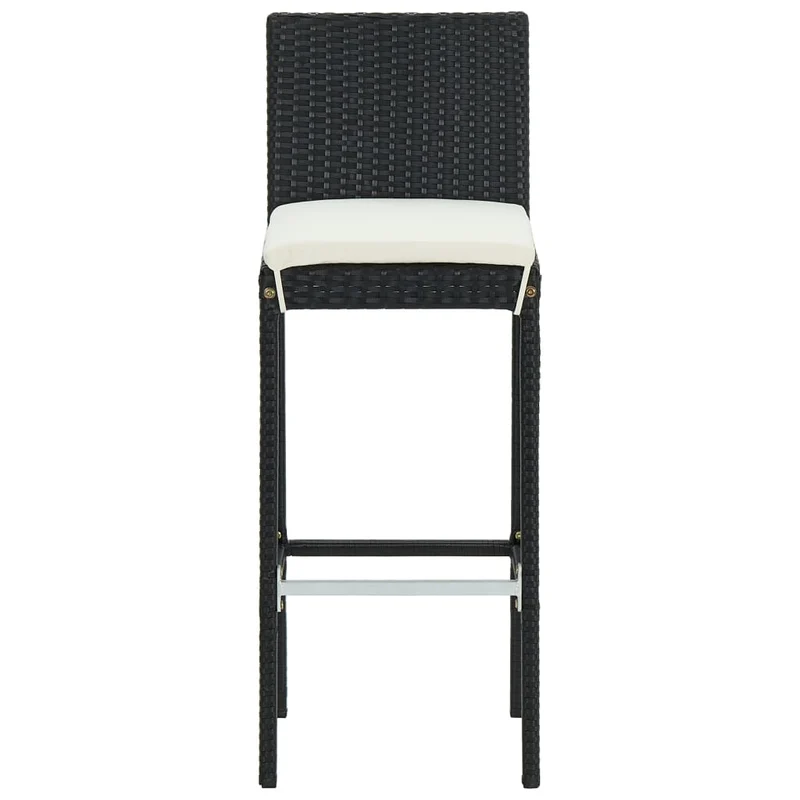 Lot de 6 tabourets de bar pour extérieur ou intérieur avec coussins crème cadre en résine tressée noir DEC029585