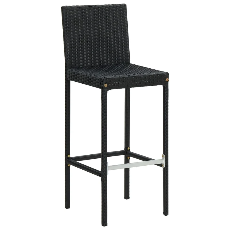 Lot de 6 tabourets de bar pour extérieur ou intérieur avec coussins crème cadre en résine tressée noir DEC029585