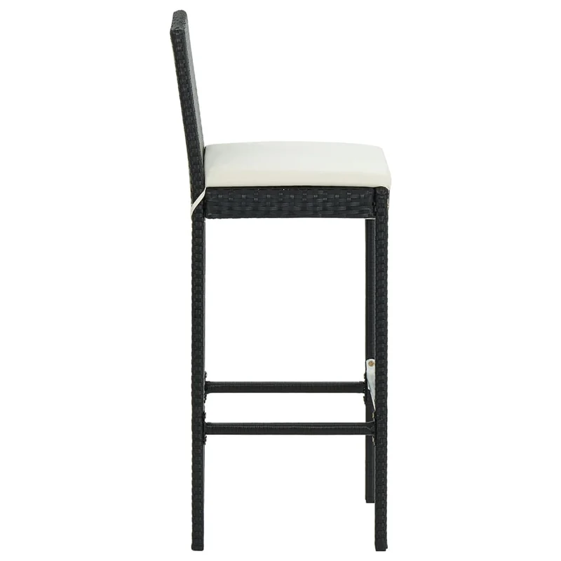 Lot de 6 tabourets de bar pour extérieur ou intérieur avec coussins crème cadre en résine tressée noir DEC029585