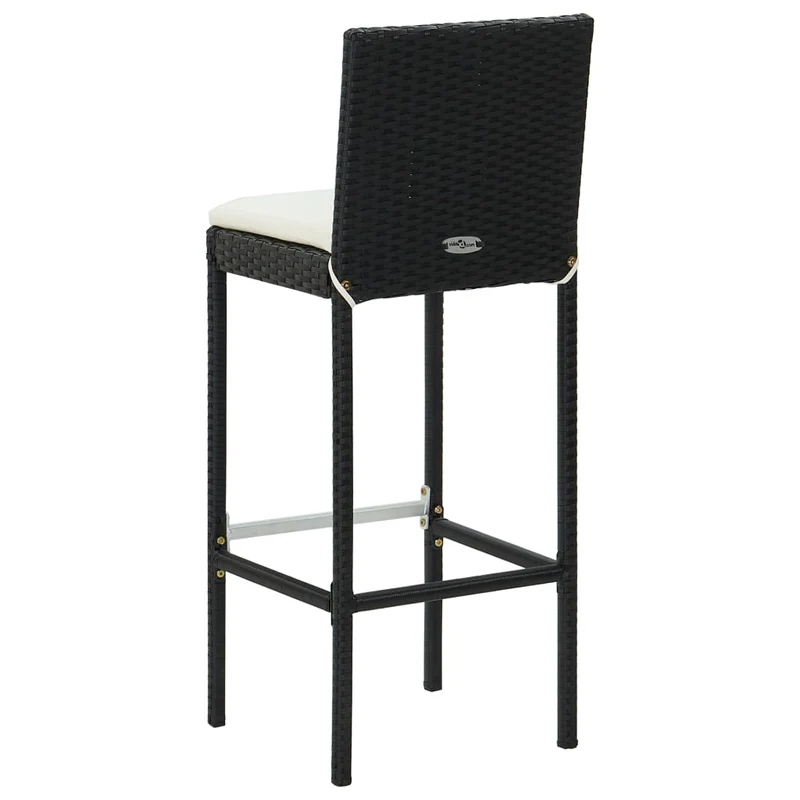Lot de 6 tabourets de bar pour extérieur ou intérieur avec coussins crème cadre en résine tressée noir DEC029585