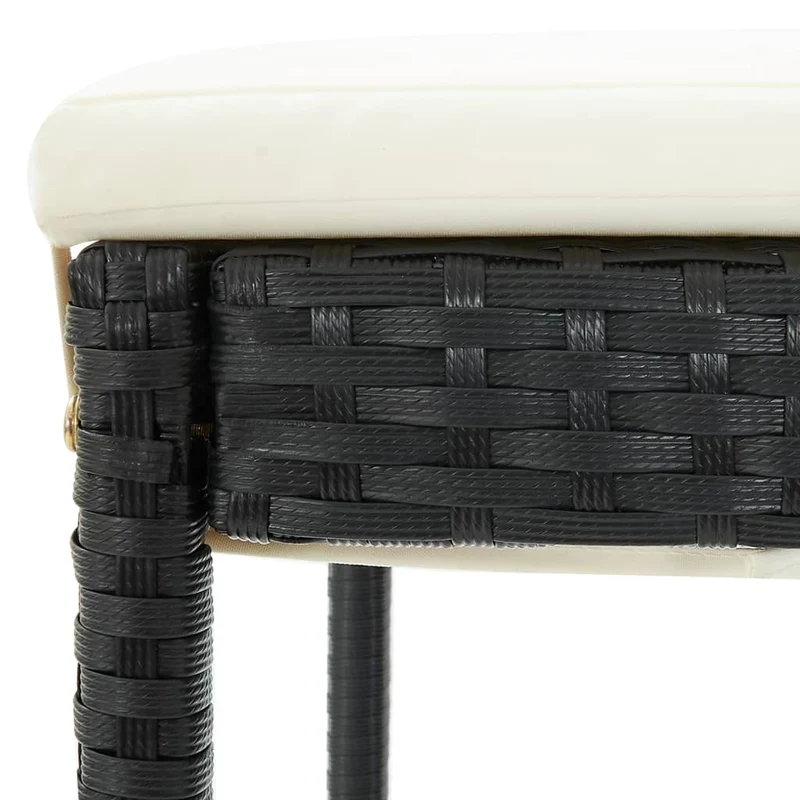Lot de 6 tabourets de bar pour extérieur ou intérieur avec coussins crème cadre en résine tressée noir DEC029585