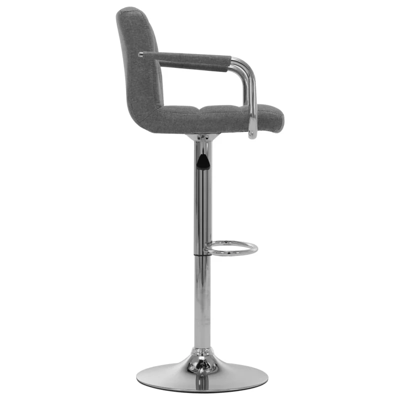 Tabouret de bar x1 chaise haute avec dossier et accoudoirs en tissu gris clair et cadre en acier DEC029476