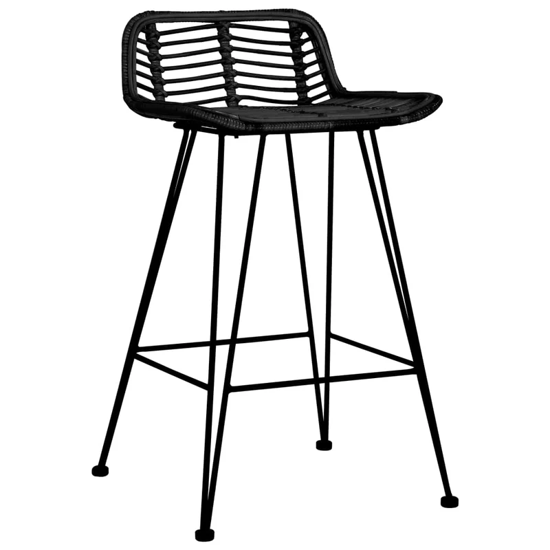 Tabourets de bar x2 chaises haute en rotin naturel + pieds en métal DEC029404