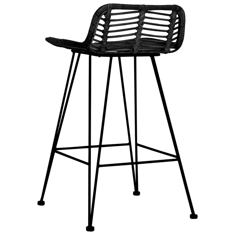 Tabourets de bar x2 chaises haute en rotin naturel + pieds en métal DEC029404