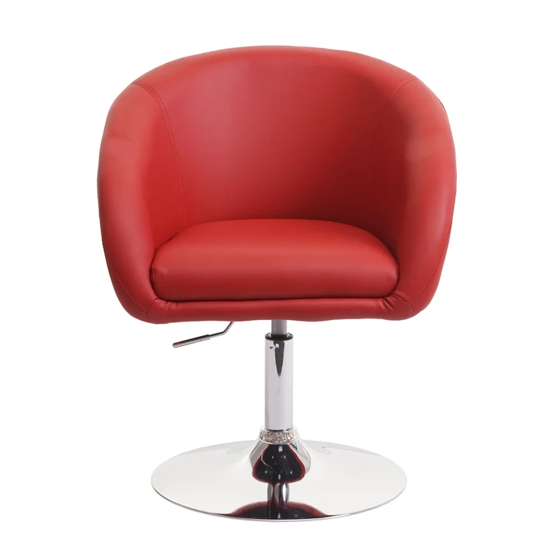 Chaise de salle à manger pivotante rotative et réglable en hauteur en PVC rouge 04_0002231