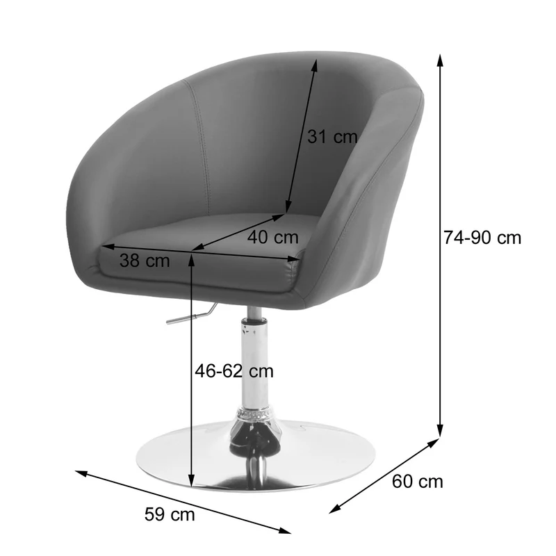 Chaise de salle à manger pivotante rotative et réglable en hauteur en PVC rouge 04_0002231