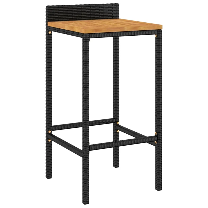 Lot de 4 tabourets de bar chaises hautes en résine tressée et bois d'acacia DEC029924