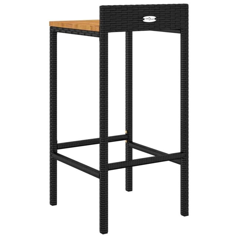 Lot de 4 tabourets de bar chaises hautes en résine tressée et bois d'acacia DEC029924