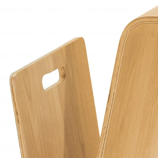 Contemporary Scandinavian N-shaped Square Plywood End Table 1-Tier For Living Room